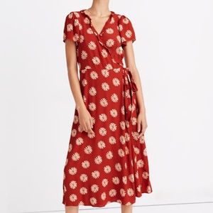 Ruffle-Edge Wrap Midi Dress in Daisy Daydream